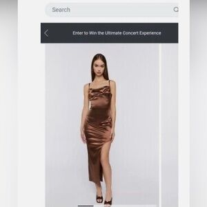 Forever 21 Brown Asymmetrical Ruched Cocktail Dress